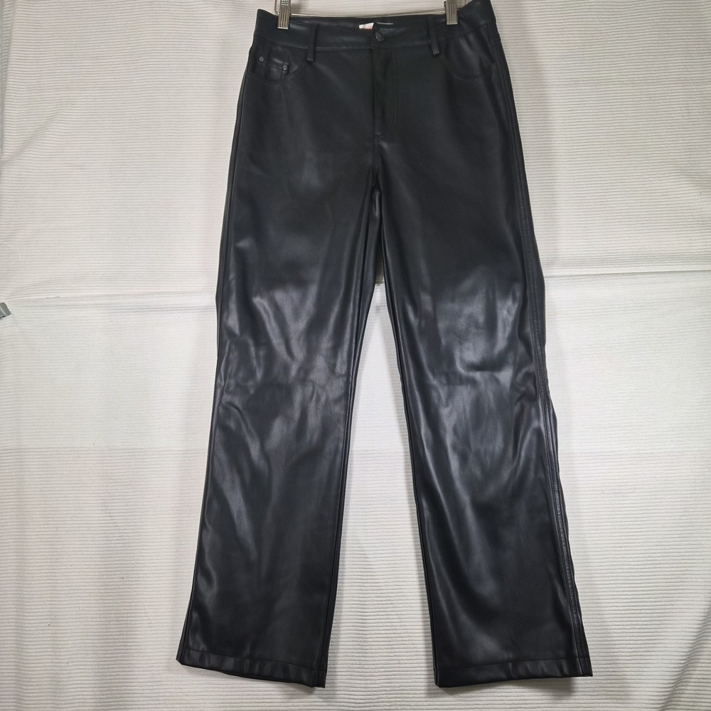 Intempo Faux Leather Pants Womens 6 Black Y2K Straight‎ Leg Mid Rise 30x31